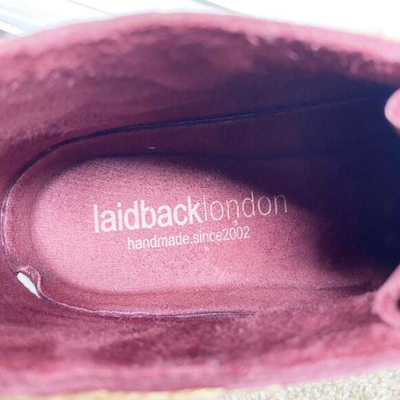 Anthro Laidback London Maroon Suede Shenje Chukka Boots EU 42 Lace Up Handmade - Picture 9 of 11